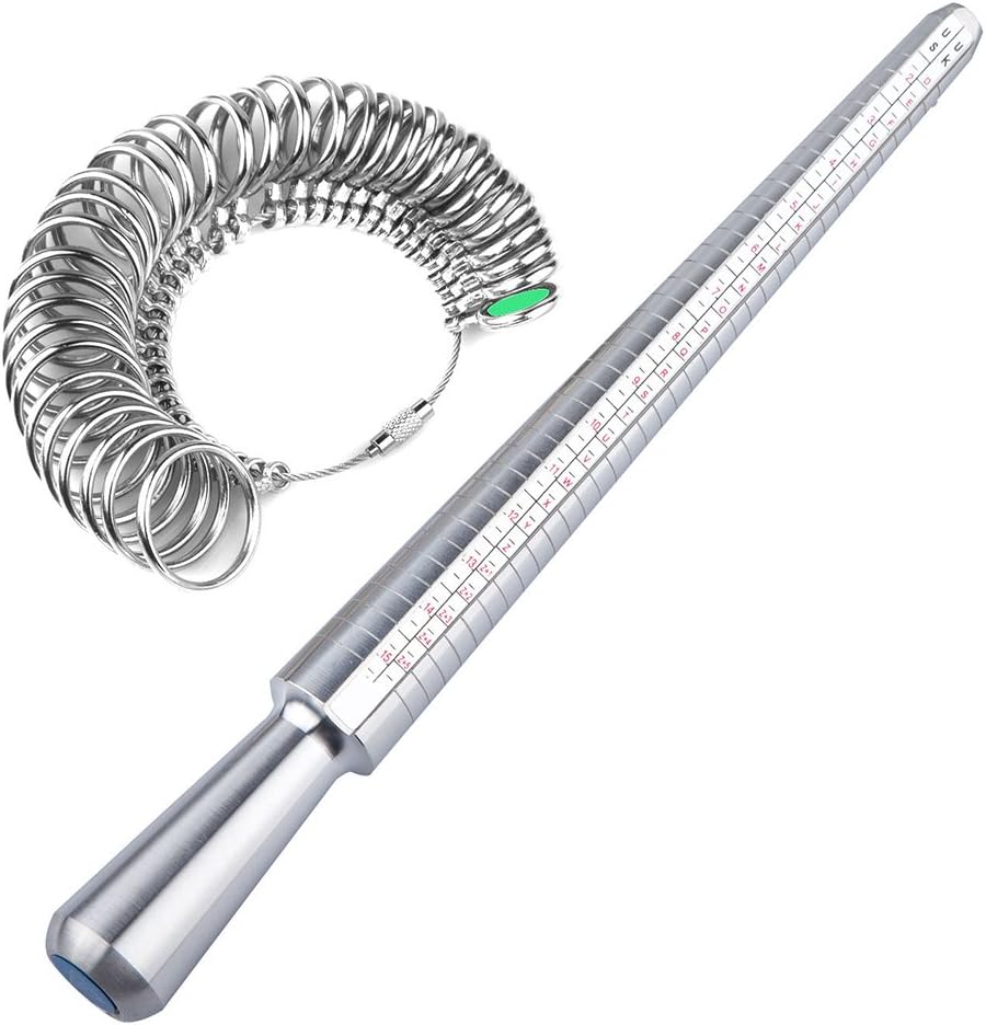 KATHER Ring Sizer Mandrel Stick Finger Gauge Measure Tool Set Jewellery Size Kit UK