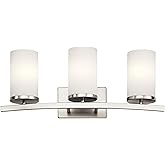 Kichler Crosby 23" Vanity Light in Brushed Nickel, 3-Light Contemporary Bathroom Light with Satin Etched Cased Opal Glass, (2