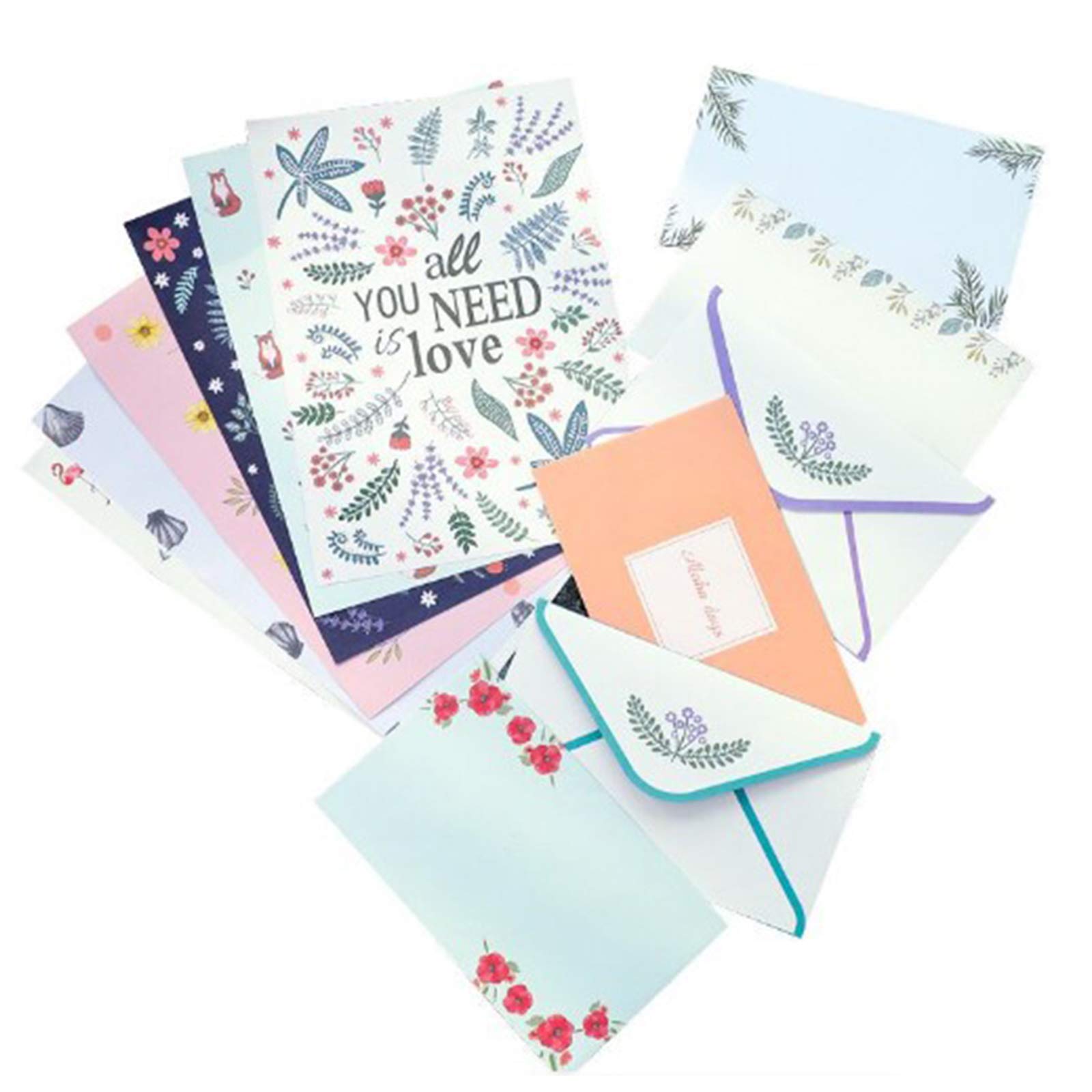 Dulau 36pcs Writing Paper Envelope Letter Set, Lined Stationery Paper, 6 Styles, Multicolor, Contemporary, Retro