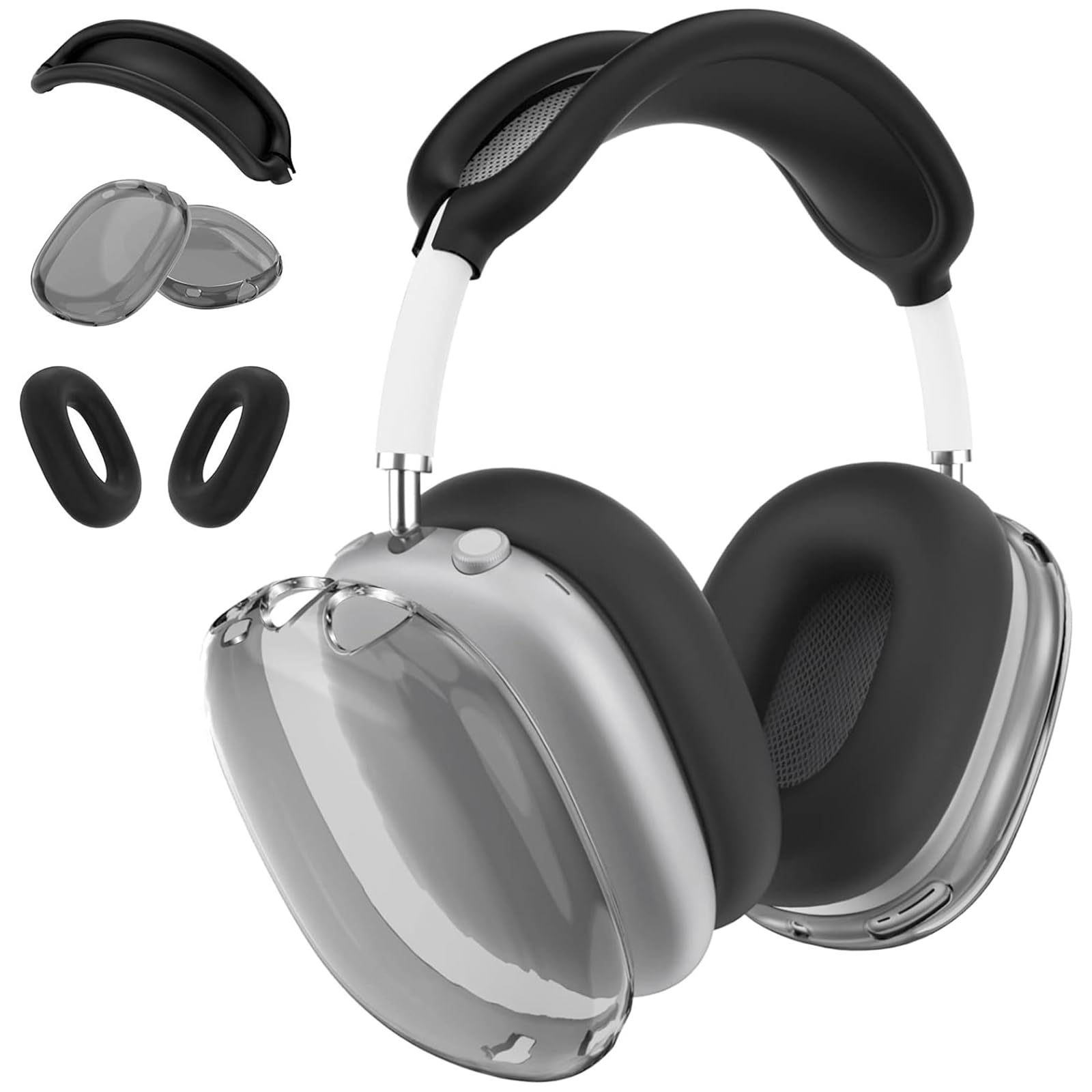 Pwocvoe Soft Case Cover for AirPods Max Headphones,Silicone Skin Protector Anti-Scratch Ear Pad Cases Cover/Ear Cups Cover/Headband Cover for AirPods Max Case Anti-Dust Clear Protector Cover