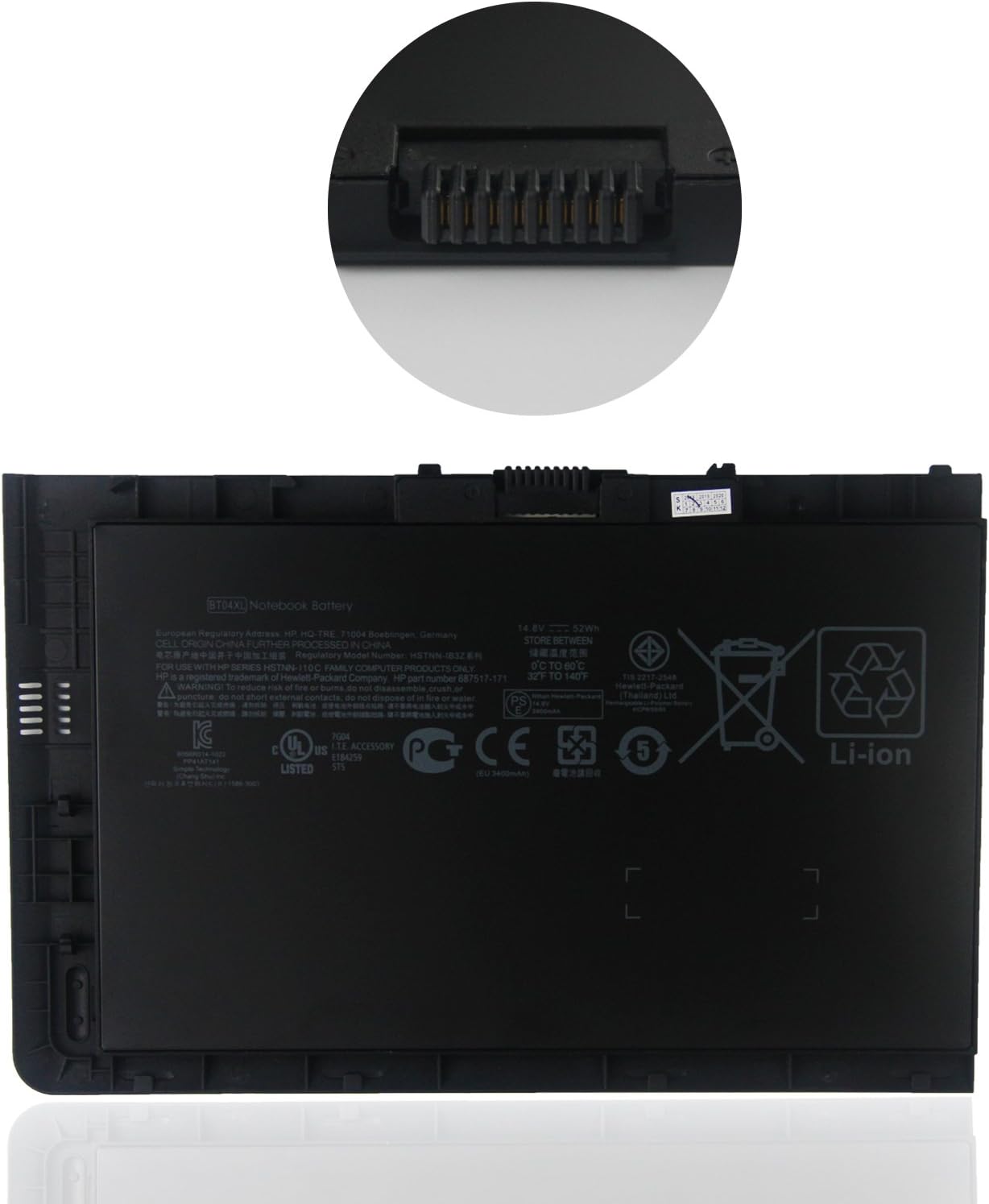 Aomore New BT04XL Replacement Notebook Battery for HP EliteBook Folio 9470 9470M Series Laptop,Fits 696621-001 HSTNN-IB3Z HSTNN-I10C BT04 BA06 BA06XL H4Q47AA H4Q48AA BT04XL Battery [52Wh 14.8V]