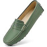 Artisure Women's Classic Comfort Leather Penny Loafers Casual Slip-Ons Lightweight Walking Flats Driving Mocs Boat Shoes