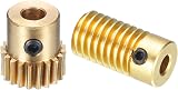 sourcing map Worm Gear Set 0.5 Module 20:1 Reduction Brass 4mm Bore Gear Wheel view 3