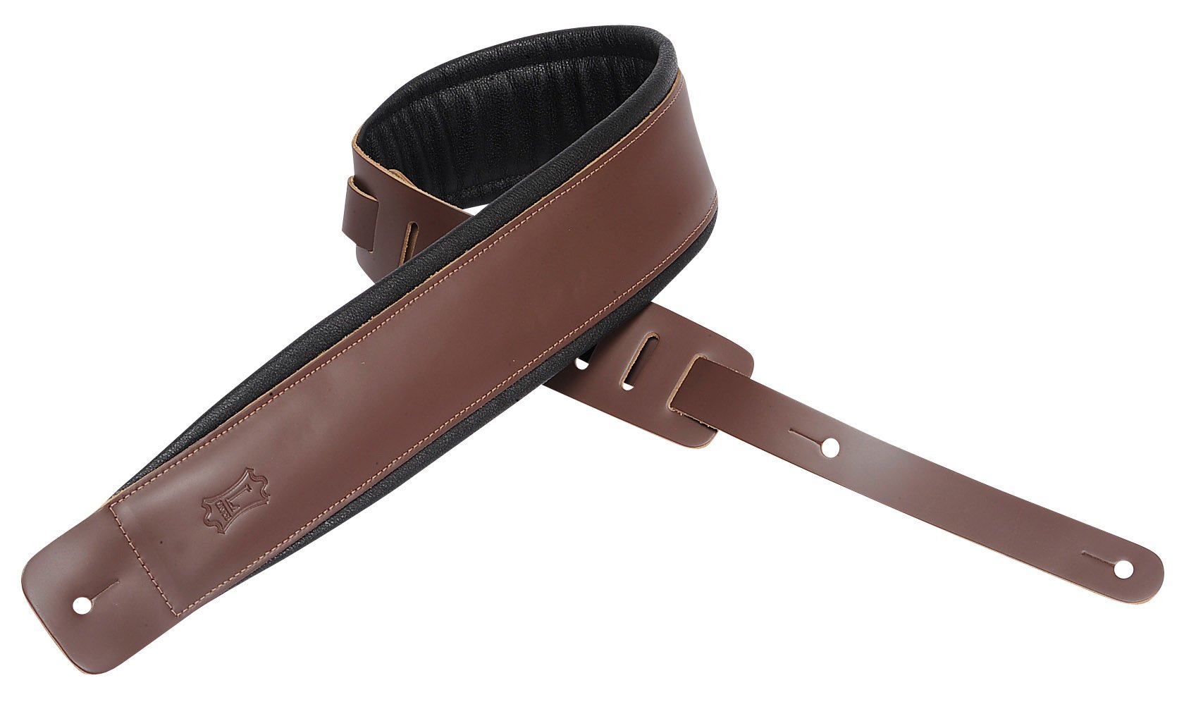 Levy's DM1PD-BRN 2.5 inch Padded Guitar Straps with Garment Leather Back- Brown