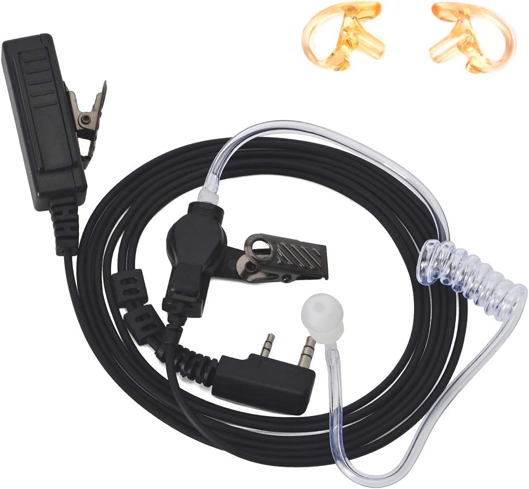 HYS Covert Acoustic Tube Earpiece Security Surveillance Headset Replaceable Medium Earmolds Compatible with Baofeng BF-888S UV-5R Kenwood Walkie Talkie