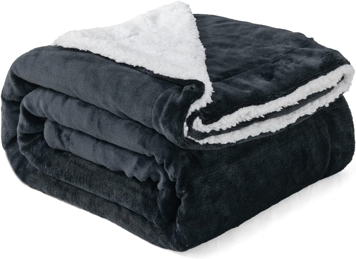 Good Nite Blanket Flannel Sherpa Fleece Blankets Soft Fluffy Sofa Throw Reversible Microfiber Blanket for Bed Couch and Travel 150×200cm (Black, Double)
