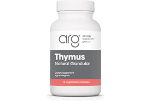 Allergy Research Group ARG Thymus - Glandular Supplement - Freeze-Dried Tissue - Immune System Support - Lyophilized Extract - Hypoallergenic & Non-GMO - 37 Servings - 75 Vegicaps