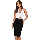 Hybrid & Company Women's Super Comfy Ultra Stretch Skirt Knee Length with Pockets