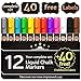 Benjamin Liquid Chalk Markers - Complete markers Set with FREE Chalkboard Labels - 12 Washable Erasable Neon Chalk Pens - Including Metallic Gold & Silver ink - Reversible Tip and New Improved Cap