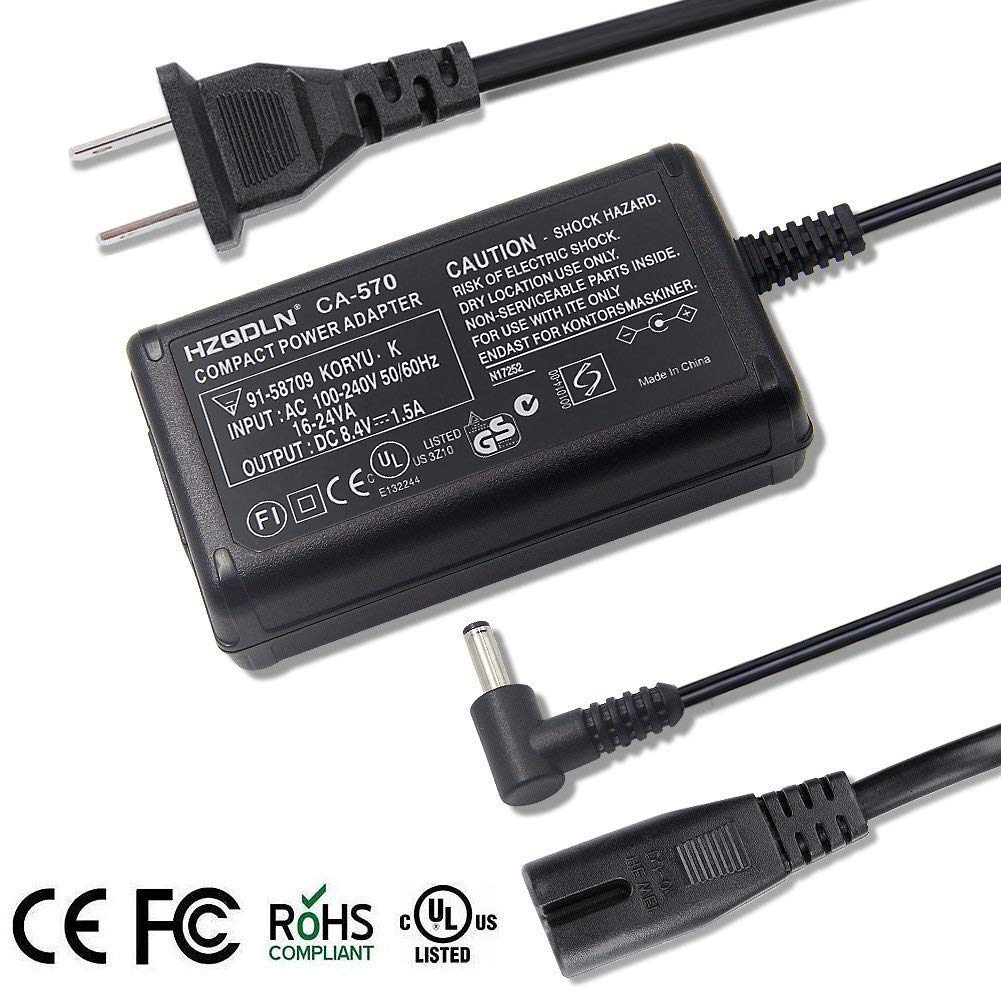CA-570 Replacement Adapter/Charger Compatible Canon FS300 HF10 HF20 HF100  HF200 HF M31 S10 S100 HG20 HG30 HR10 HV10 HV20 HV30 HV40 XA10 DC100 DC210  DC22 ...
