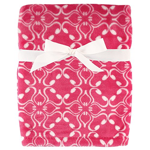 Hudson Baby Silky Plush Blanket, Pink Blossoms
