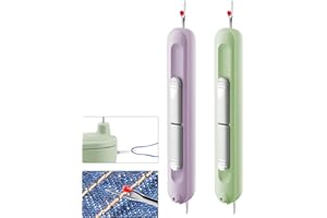 FENGWANGLI Needle Threaders, 2 in 1 Plug-in Needle Threader Seam Ripper Tool, Automatic Stretchable Seam Rippers for Sewing, Hand Quilling Supplies,Embroidery Stitch Removal (Purple/Green)