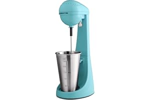 OVENTE Classic Milkshake Maker Machine with 2 Speed Setting, Safety Lock & 15.2 Ounce Stainless Steel Mixing Cup & Rod, Electric Drink Mixer Ideal for Malted Milk, Protein Shakes & More, Blue MS2070BL