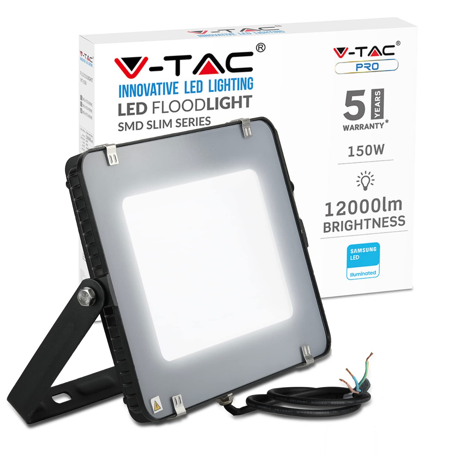 V-TAC LED Floodlight Outdoor 150W Flood Lights Outdoor | 12000 Lumens LED Work Light | Waterproof IP65 | White 6400K LED Flood Lights Outdoor for Stadiums Sports Facilities Warehouse Parking Lots and more