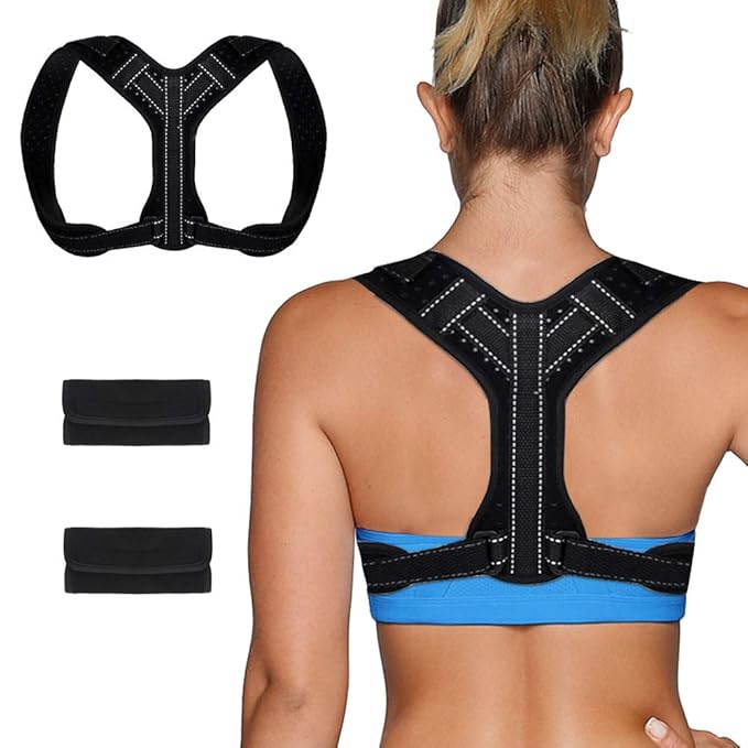 Chengtao Sports Haltungskorrektur Geradehalter Rücken Schulter Gürtel,Schwarz Verstellbar Atmungsaktiv Geradehalter Schulterg