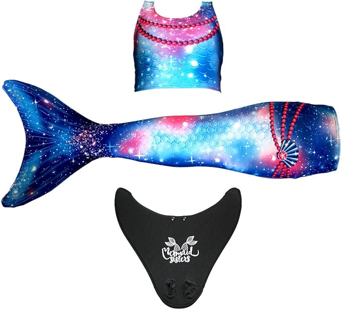 Mermaid Sisters Mermaid Sisters Meerjungfrauenflosse Fur Madchen Schwimmen Mit Einem Meerjungfrauenschwanz Incl Oberteil Und Leichter Monoflosse Bikinis Amazon De Bekleidung