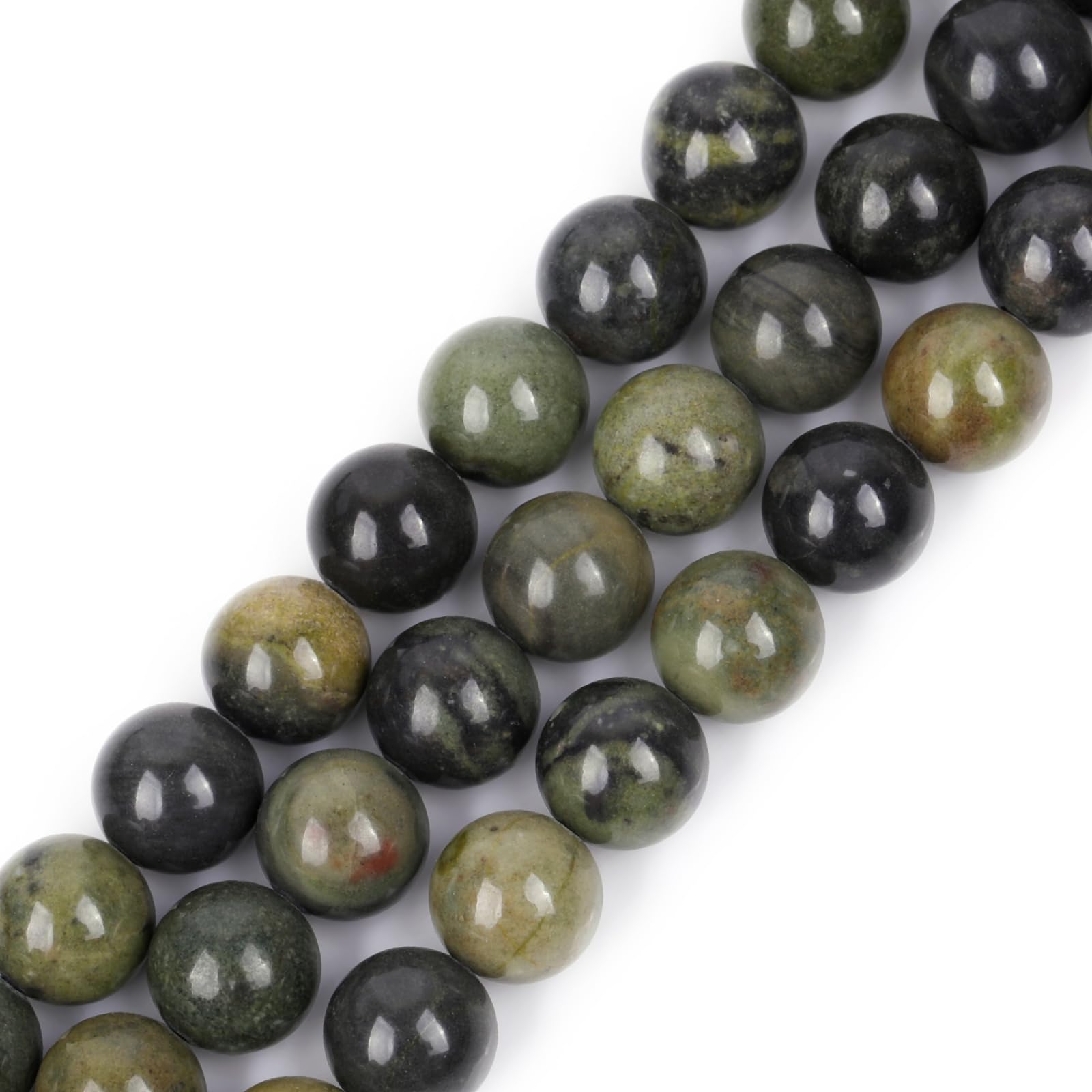 GEM-Inside Natural 10mm Dark Gray African Autumn Jasper Round Gemstone Semi Precious Loose Beads for Jewellery Making 15''