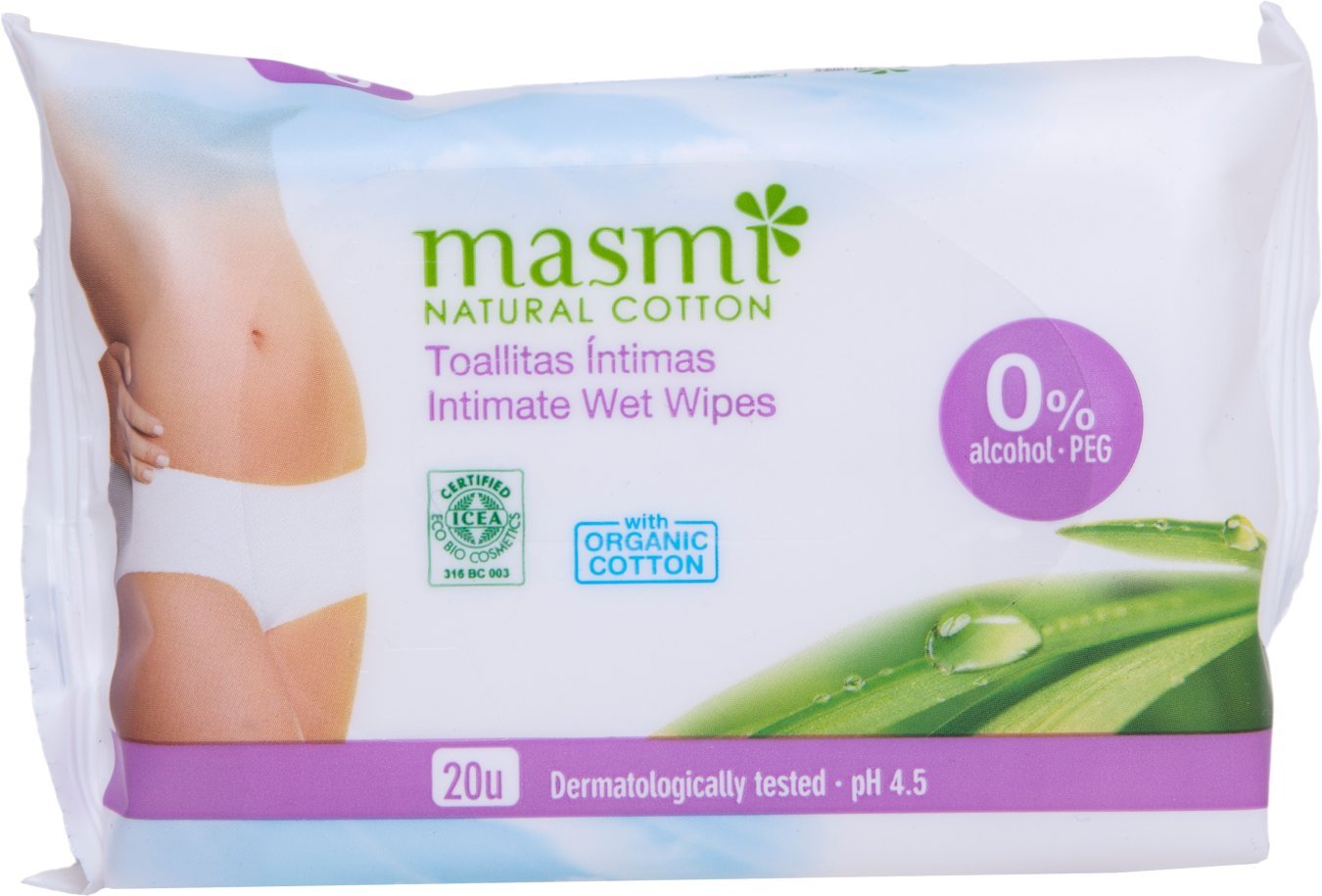 Masmi Natural Organic Cotton Intimate Wipes – Pack of 20