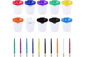 KUAOOAUK Lot de 10 gobelets de peinture avec couvercles, récipients de peinture anti-déversement pour enfants, fournitures ar