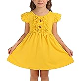 Yuromoon Toddler Girls Casual Dress Multi-Color Flutter Sleeve Summer Clothes 3-8Y