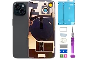 ZMVDJZ 15 Back Glass Replacement with Plate & Flex Cable and All Parts for iPhone 15 Back Cover Glass (Blue, 6.1 Inch) + Waterproof Tape + Repair Tools (Black)
