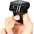 Eyoyo 1D Wireless Ring Barcode Scanner, Compatible with Bluetooth Function & 2.4GHz Wireless & Wired Connection, Portable Wearable Mini Finger Bar Code Reader Work with Windows, Mac OS, Android 4.0+,