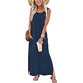 WIHOLL Maxi Dress Summer Dresses 2026 Beach Vacation Clothes Sleeveless Sundresses with Pockets Boho S-3XL