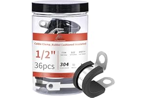 AKIHISA 36Pcs 1/2 Inch Cable Clamps, 304 Stainless Steel Conduit Clamps, for Cable, Pipe, Hose, Fuel Line, Metal Wire Cord Installation