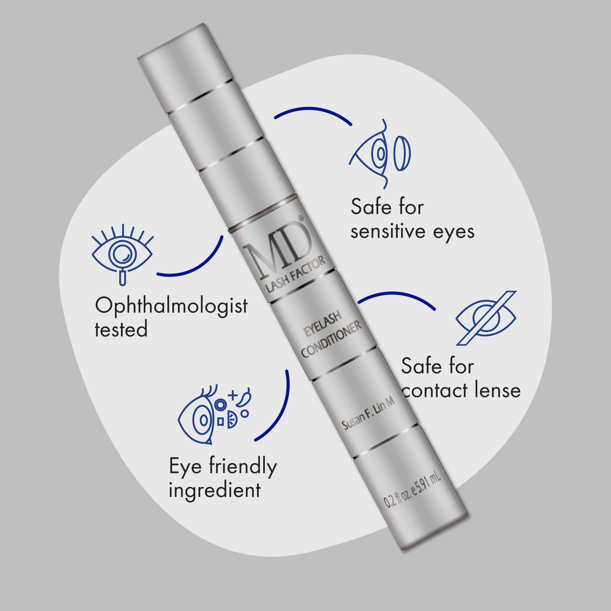 MD Lash Factor Eyelash Conditioner – 0.2 fl oz, 6-Month Supply – Peptide + Biotin Serum for Fuller, Thicker Lashes, Ophthalmologist-Tested