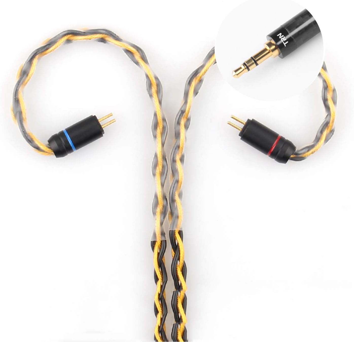 CHARS 0.78mm 2PIN Connector 3.5 Balanced 8 Core Gold Silver Mixed Braided Upgrade line Mixed Cable, Earphone Upgrade Cable for KZ ES4 ED16 ZS5 ZS6 ZSR ZST ZS10 (0.78mm)