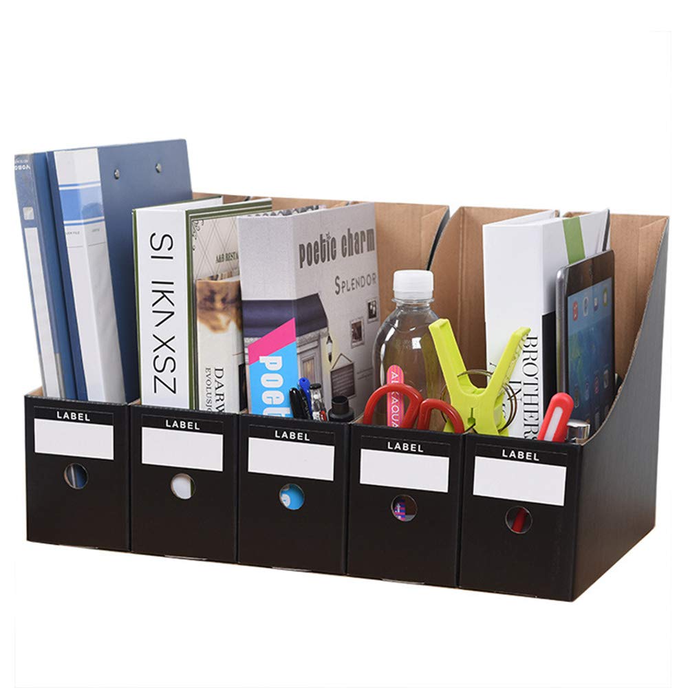 Hggzeg File Magazine Holder, 5 Pack Waterproof Desktop Storage Box A4 Paper Document Organizer for School Dormitory,Office,Home Files Storage (Black)