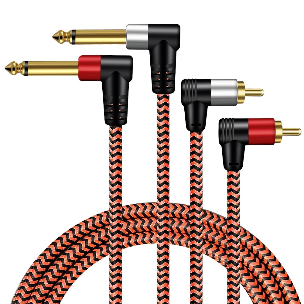 BMZFYBS Youii Dual 1/4 inch TS to Dual RCA Stereo Audio Interconnect Cable, Gold-Plated, Heavy Duty, 6.35mm Male TS to 2 RCA Male Adapter 10m.