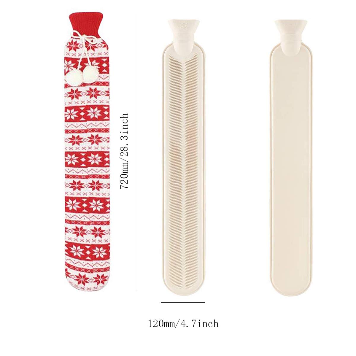 2L Long Hot Water Bottle with Super Soft Fabric Knitted Cover Hot Water Bottle Pure Natural Rubber-72 cm for Back, Neck, Legs (Pink)