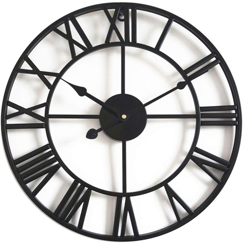 Taodyans Vintage Silent Wall Clock, 40 cm Skeleton Metal Clock for Living Room Kitchen Cafe Hotel Office Home Decor (Black)