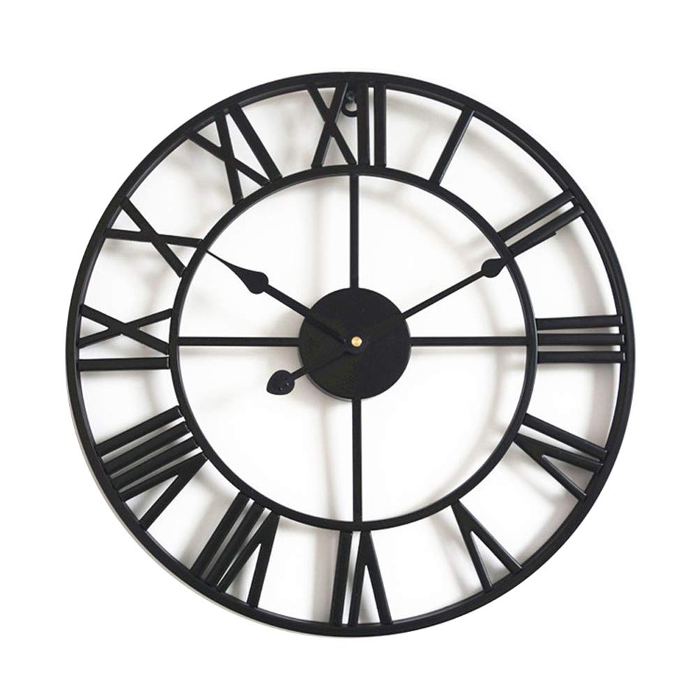 Taodyans Vintage Silent Wall Clock, 40 cm Skeleton Metal Clock for Living Room Kitchen Cafe Hotel Office Home Decor (Black)