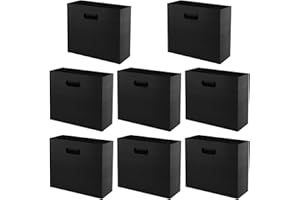 TAICHEUT 8 Pack Foldable Scrapbook Paper Storage Organizer, 12.6x9.6 Paper Storage, Black Plastic File Holder for Photos, Car