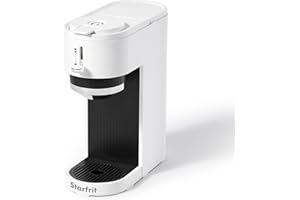 Starfrit 2-in-1 Coffee Machine - Brews K-Cup Pods or Ground Coffee - Adjustable Spout for Mugs - Removable Filter Basket - Wh