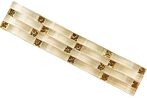 Hominter Gold Glass Tile Hand-Painted Crystal Mosaic Elegant Arched Woven Design Accent for Kitchen Backsplash, Bathroom and Shower Walls (3x12 Sample)