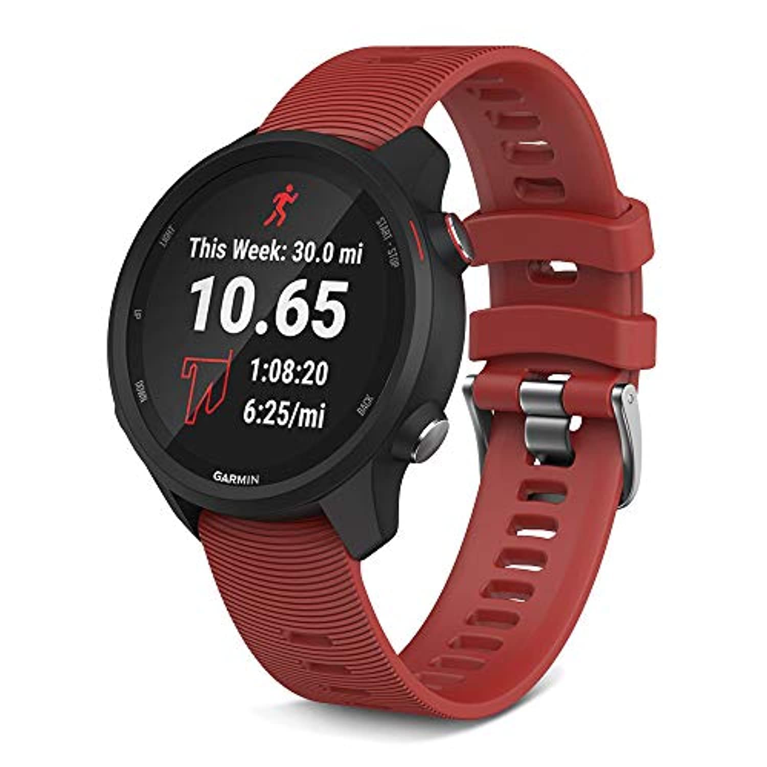 Fleshy Leaf 20mm Soft Silicone Watch Band, Compatible with Garmin Forerunner 245, Vivoactive 3, Venu Sq, Vivomove HR, 645; Red