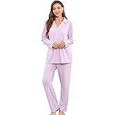 HEARTNICE Women's Lightweight Long Sleeve Button Down Pajama Set - Cozy Flannel PJs with Pockets