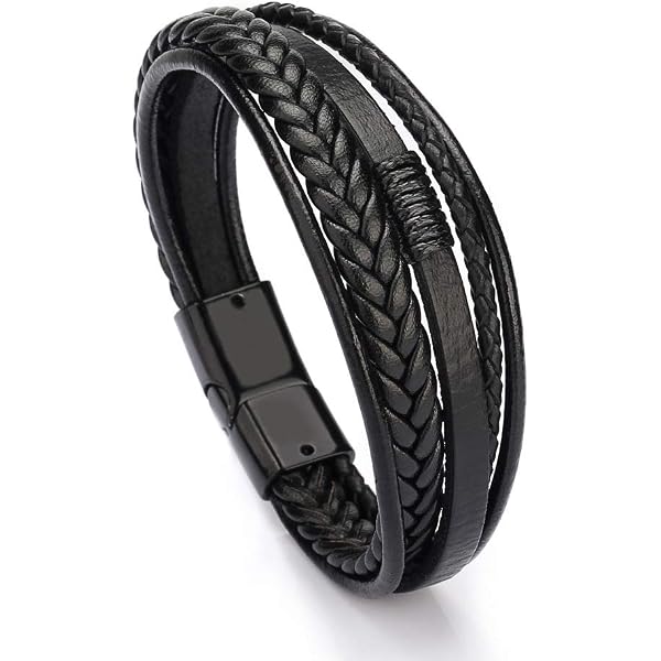 Men's Genuine Leather Bracelet | Black Brown Adjustable Cuff Bracelet | Trendy Jewelry Gift For Him