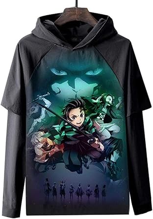 Hoodies,Anime Demon Slayer Kimetsu No Yaiba Men Casual Pullover Hoodie Long Sleeve Soft 