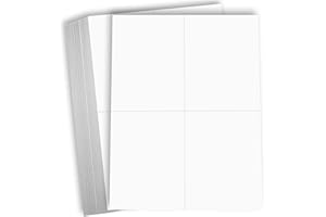 Hamilco White Cardstock Thick Paper - 8 1/2 x 11" Perforated 4 Up - 4 1/4 x 5 1/2" Cards - 100 Pack 400 Cards