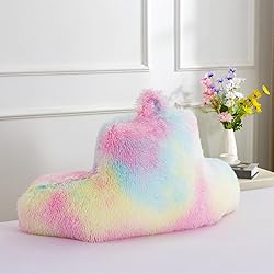 Holawakaka Large Faux Fur Bed Rest Pillow with