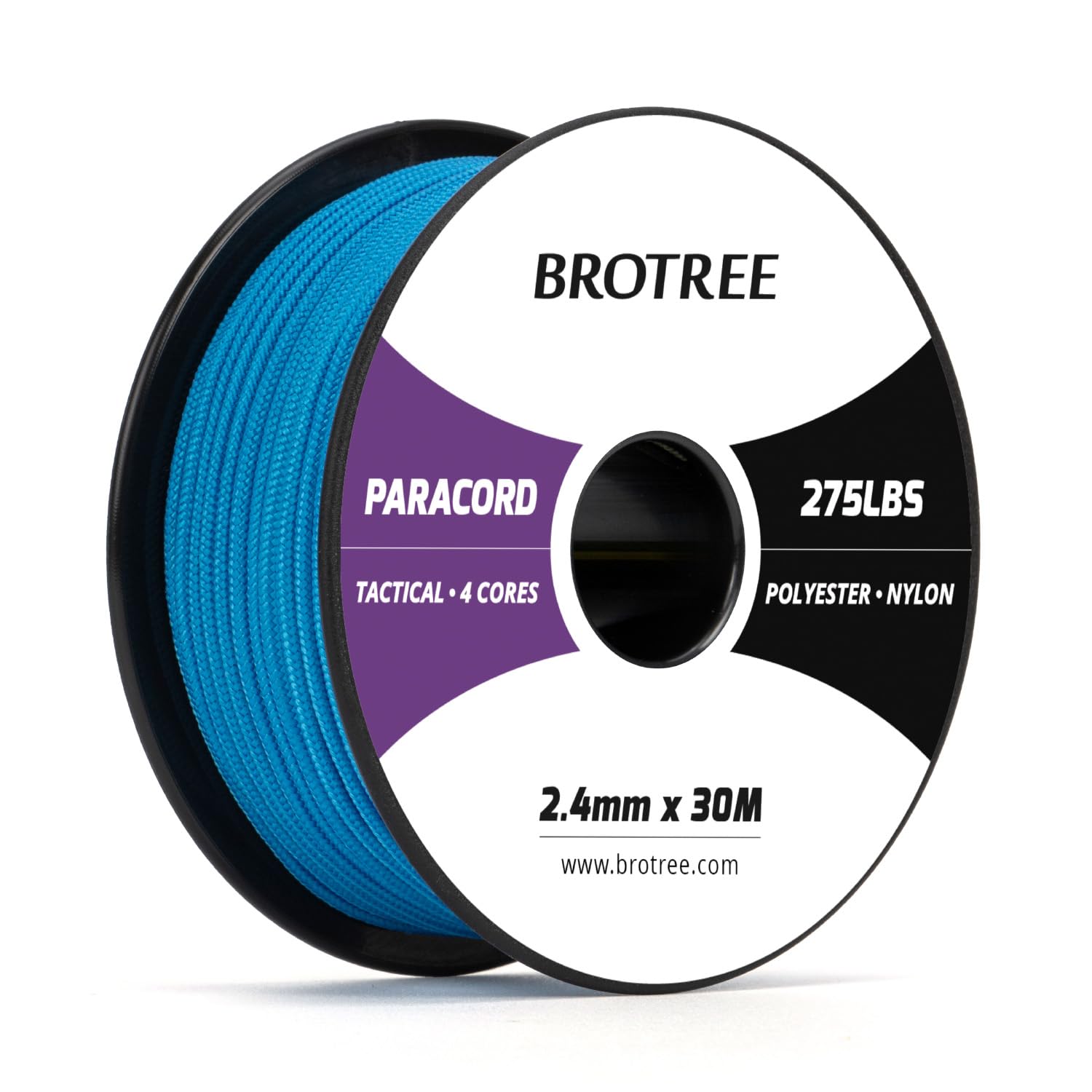 Brotree 275 Paracord 2.4mm Tactical Cord 30M Nylon Rope 4 Strands Parachute Cord for Outdoor, Craft, DIY - 125kg Breaking Load (Blue)