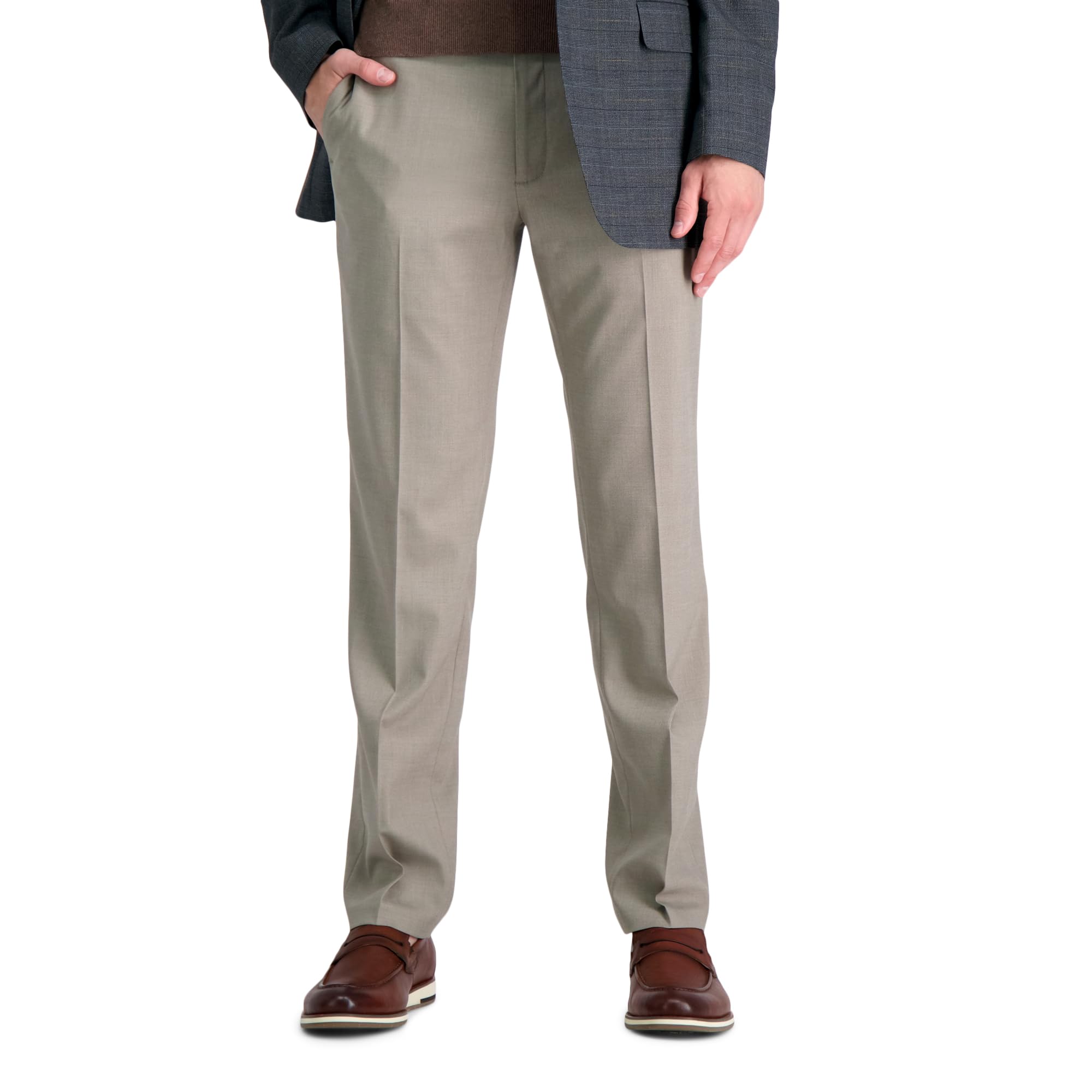 J.M. Haggar Men's Sharkskin Superflex Waist Straight Fit Dress Pant, Oatmeal, 32W x 30L Image J.M. Haggar Men's Sharkskin Superflex Waist Straight Fit Dress Pant, Oatmeal, 32W x 30L Image
