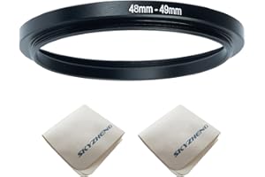 SKYZHENG 48mm lens to 49mm Camera Lens Adapter 48mm to 49mm Step Up Ring Adapter Ring for all brands of UV ND CPL, with premium lens wiping cloth 2 pack (48mm-49mm)