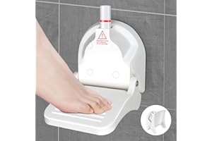 CLIO Foot Rest for Shower to Shave Legs, Foldable Shaving Step, Suction Cup, White, ABS Plastic, 300 lbs Capacity
