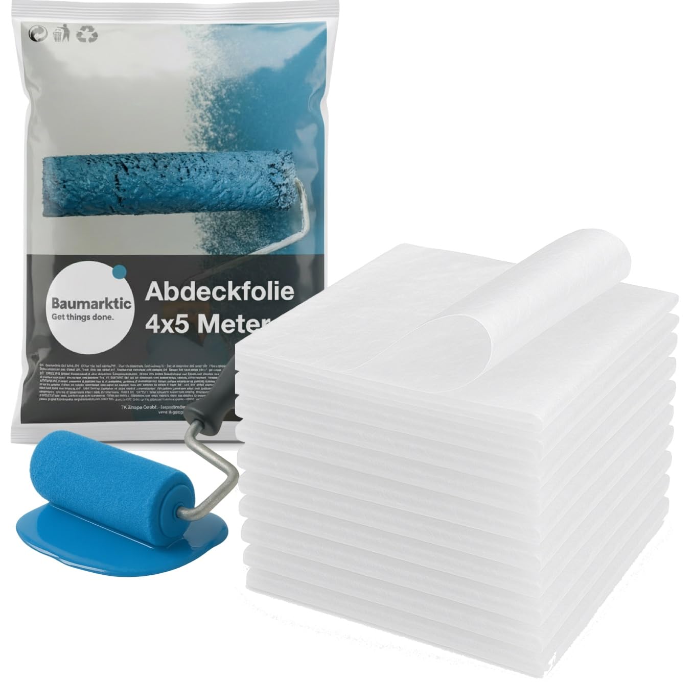 6 x Painter's Tarpaulin 4 x 5 m – Protective Film – Transparent & Extra Strong – as Painter's Film & Painter's Fleece – Tarpaulin for Moving & Renovation