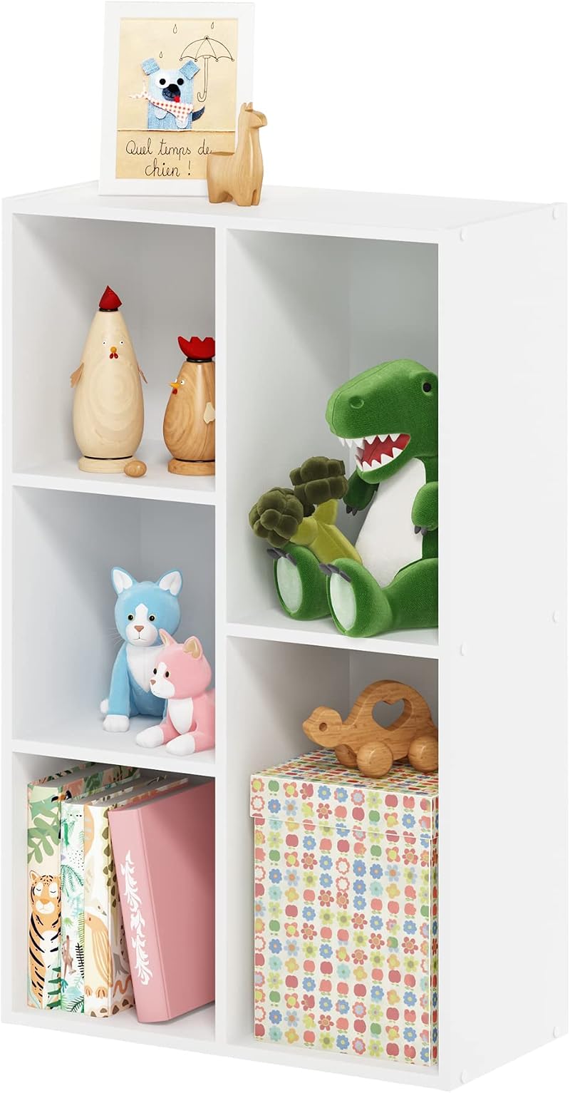 Furinno LUDER 5-Cube Bookshelf White 31.5 x 19.7 x 9.4 Tool Free Assembly